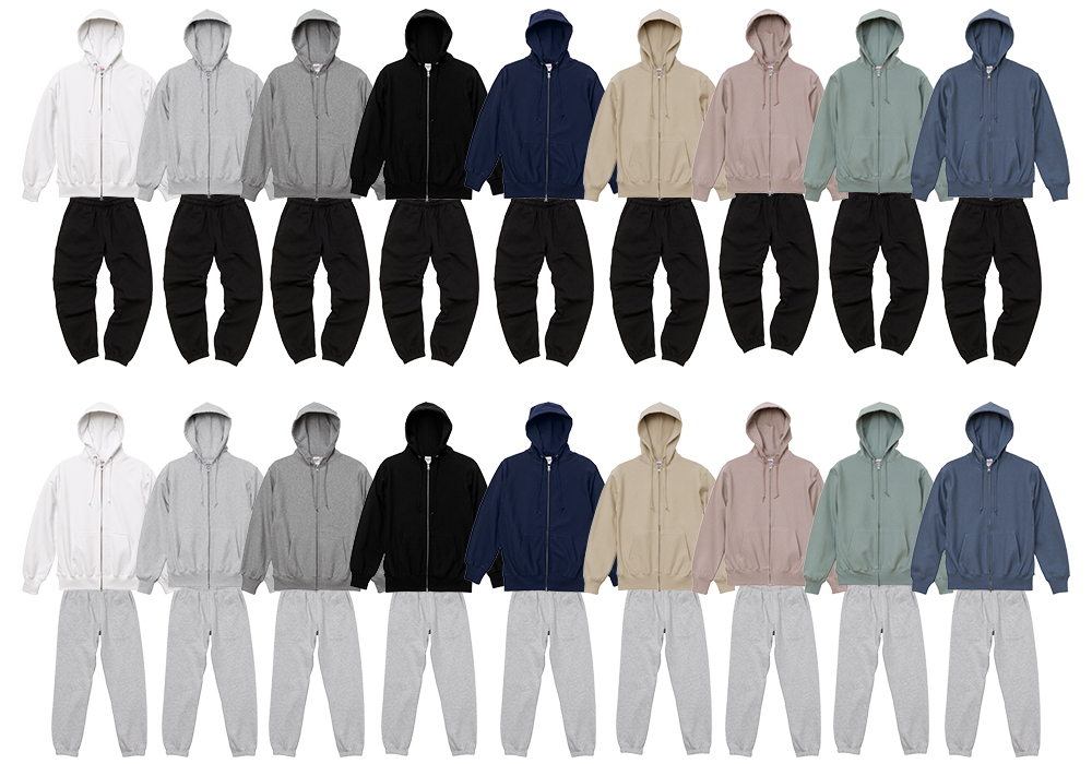 12.0オンス ヘヴィーウェイト スウェット フルジップ パーカ(裏起毛)【5762】組み合わせ