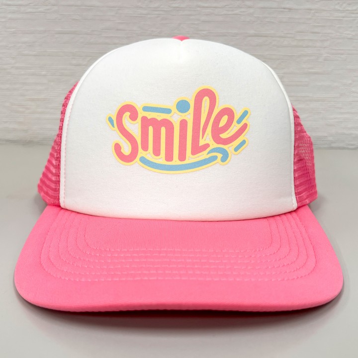DTFプリントキャップ「smile」ピンク
