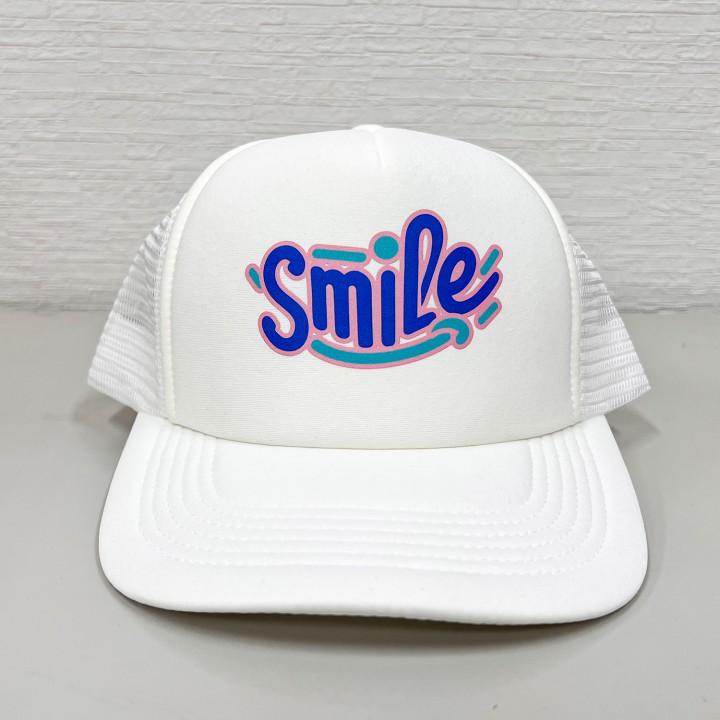DTFプリントキャップ「smile」ホワイト