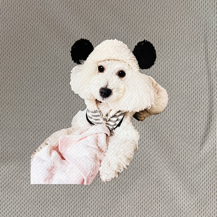 オリジナルポロシャツDTF転写こむぎくんプリントアップ