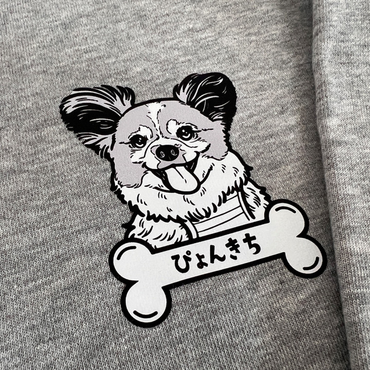 DTF転写プリントスウェットぴょんきちアップ