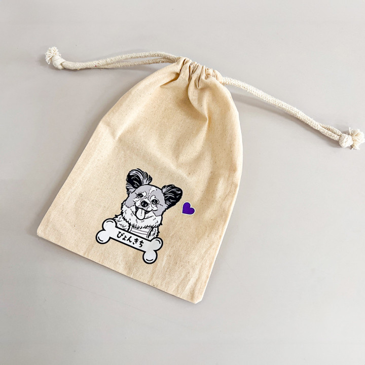 DTF転写プリント巾着結んだところ