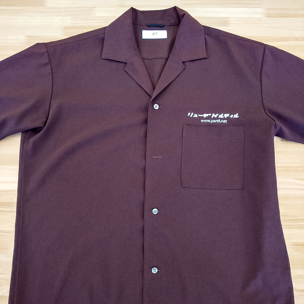 オリジナルロゴ刺繍シャツ「リューデパルティル」バーガンディ