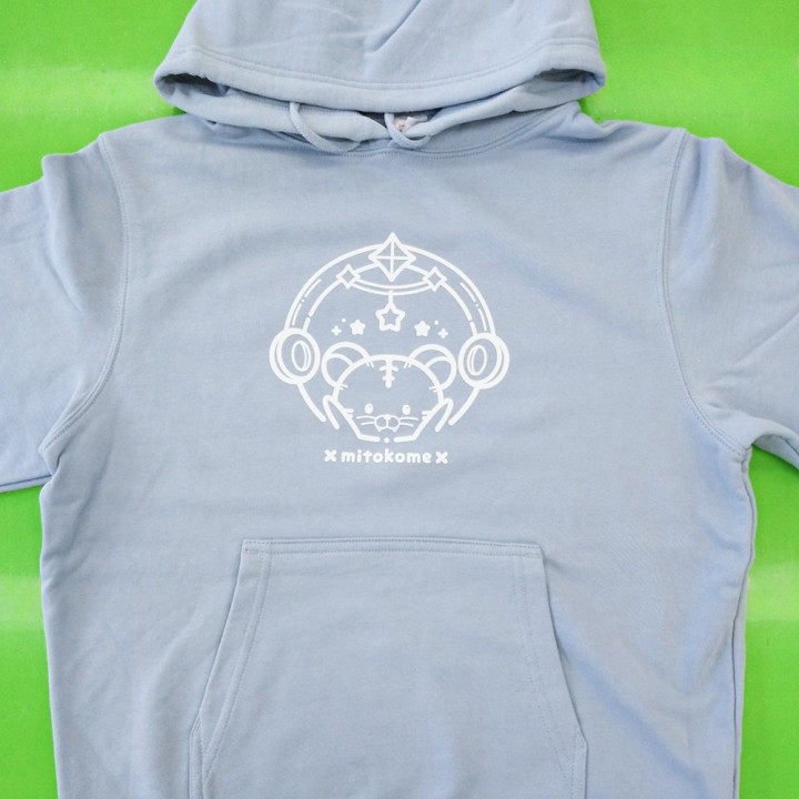 DTF転写プリント「×mitokome×」パーカーアシッドブルー