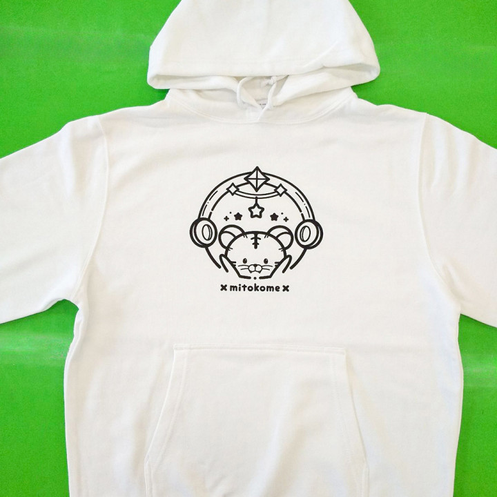 DTF転写プリント「×mitokome×」パーカー白