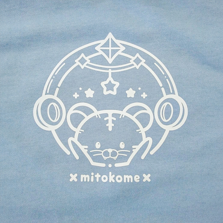 DTF転写プリント「×mitokome×」パーカーアシッドブルー アップ