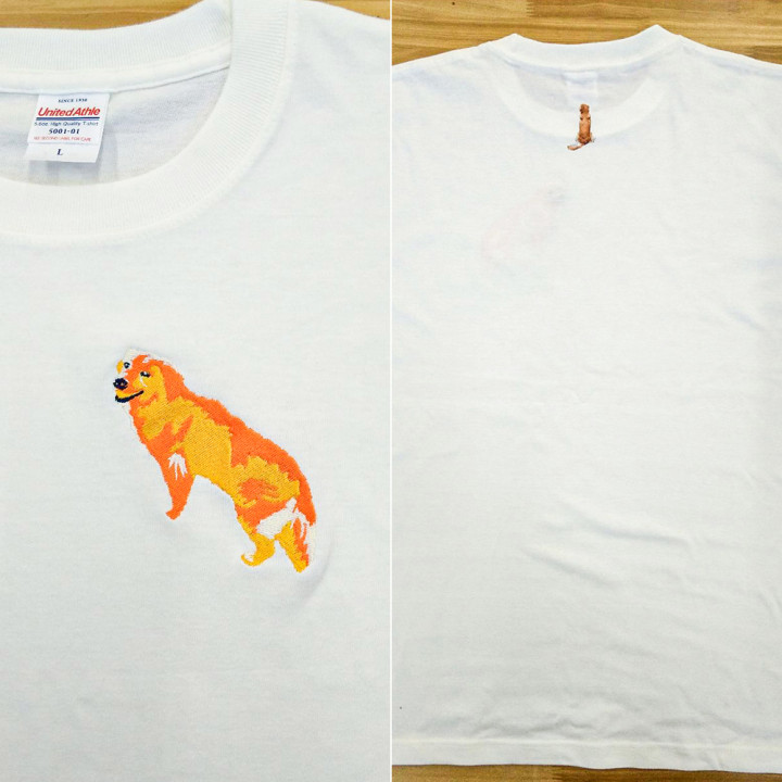 オリジナル刺繡・DTF転写プリントTシャツ「犬」