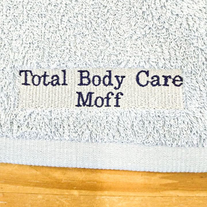 ネーム刺繡タオル「Total Body Care Moff」アップ