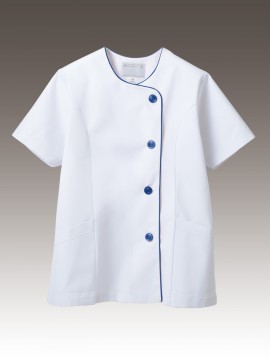 CK-1042 調理衣(半袖) 拡大画像 白/紺