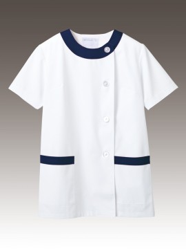 CK-1092 調理衣(半袖) 拡大画像 白/紺