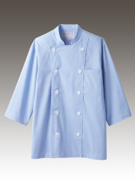 CK-6571 コックジャケット(7分袖) 拡大画像　ブルー