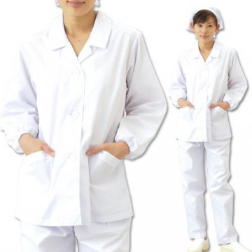 CR-EL200 婦人衿付き調理衣(長袖・ゴム入り) トップス　モデル着用