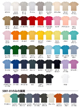 CB-5001 5.6オンス ハイクオリティー Tシャツ(アダルト) カラー一覧