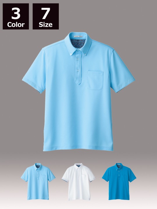 FB5024M: 吸水速乾メンズポロシャツ(花柄A) | 飲食店ユニフォーム・制服の通販ならCROSS