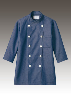 CK-61101 コックコート(男女兼用・七分袖) 拡大画像 ネイビー