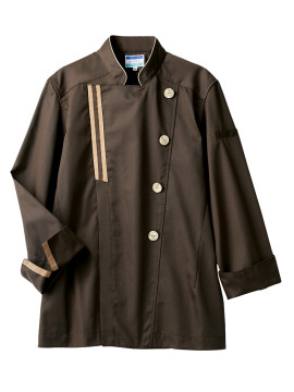 CK-BW6501 コックコート(長袖) 拡大画像 ブラウン/ベージュ