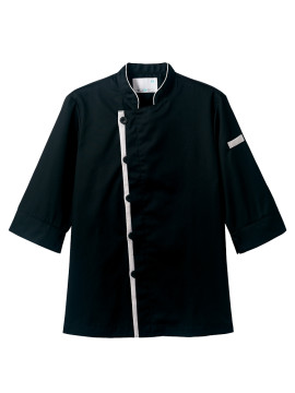 CK-6420 コックコート(7分袖・袖口ネット) 拡大画像 黒