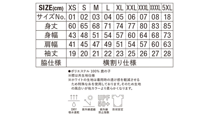 CB-2022 4.7オンス スペシャル ドライ カノコ ポロシャツ（ボタンダウン） サイズ表