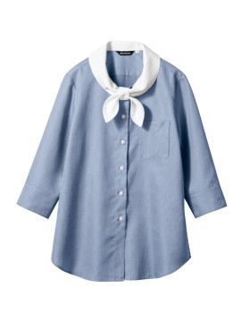 CK-WC22314 レディス ブラウス（７分袖） 拡大画像 ブルーチェック/白