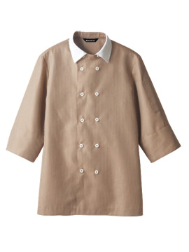 CK-WC26314 男女兼用 シャツ（7分袖・袖口ネット） 拡大画像 ブラウンチェック/白