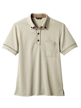 325007 ニットシャツ（男女兼用・半袖） 拡大画像 ベージュ/ブラウン