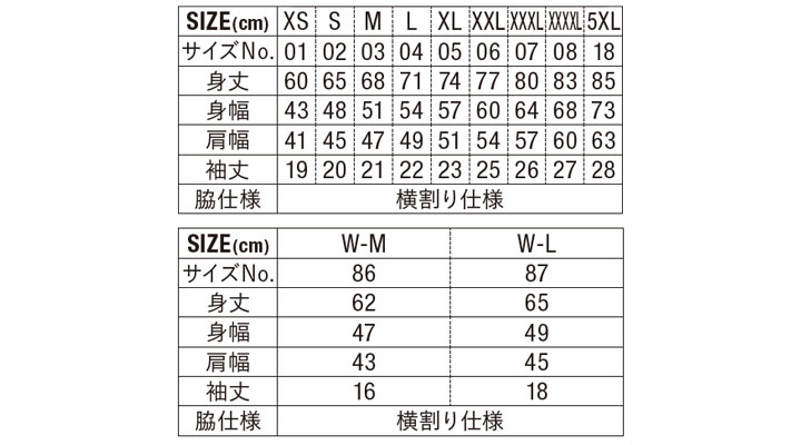 CB-2020 4.7オンス スペシャル ドライ カノコ ポロシャツ（ローブリード） サイズ表