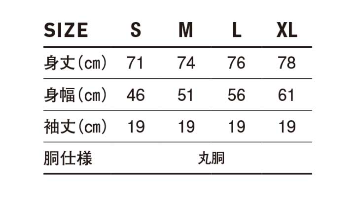 FR-29MR 5.4oz ジャージーズ DRI-POWER Tシャツ サイズ表