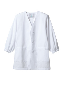 CK-PV1112 シングル型給食衣(長袖ゴム入り) 拡大画像 白