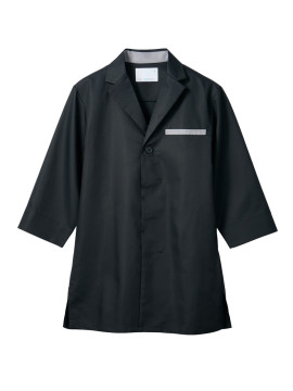 CK-ST00201 調理コート(7分袖) 拡大画像 黒/グレー