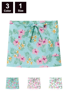 FK7209 ショートエプロン（ハイビスカス柄）