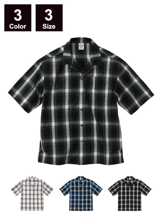 CB-1693 コットン オープンカラー ショートスリーブ シャツ