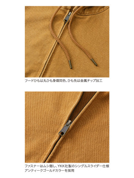 CB-7423 ダックキャンバス フェードウォッシュ フルジップ パーカ（一重）詳細
